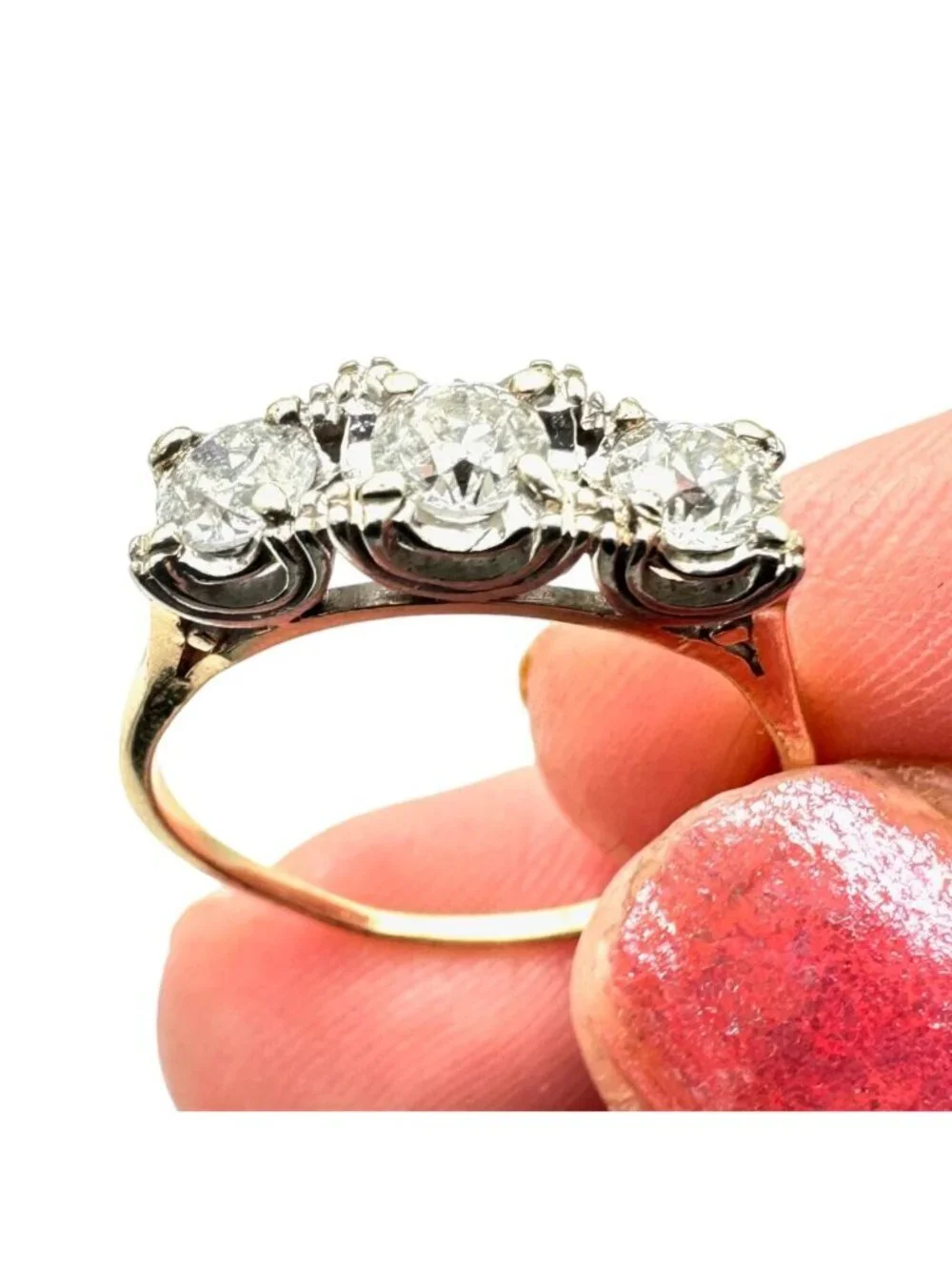 14K Yellow Gold Diamond Ring Womens Vintage 1 + ctw Size 9.5